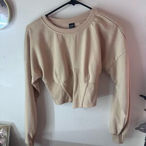 SHEIN Beige Cropped Sweatshirt